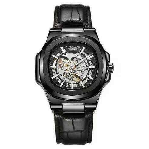 Barrel-shaped Leather Belt Men's Waterproof Mechanical Watch - Outfique